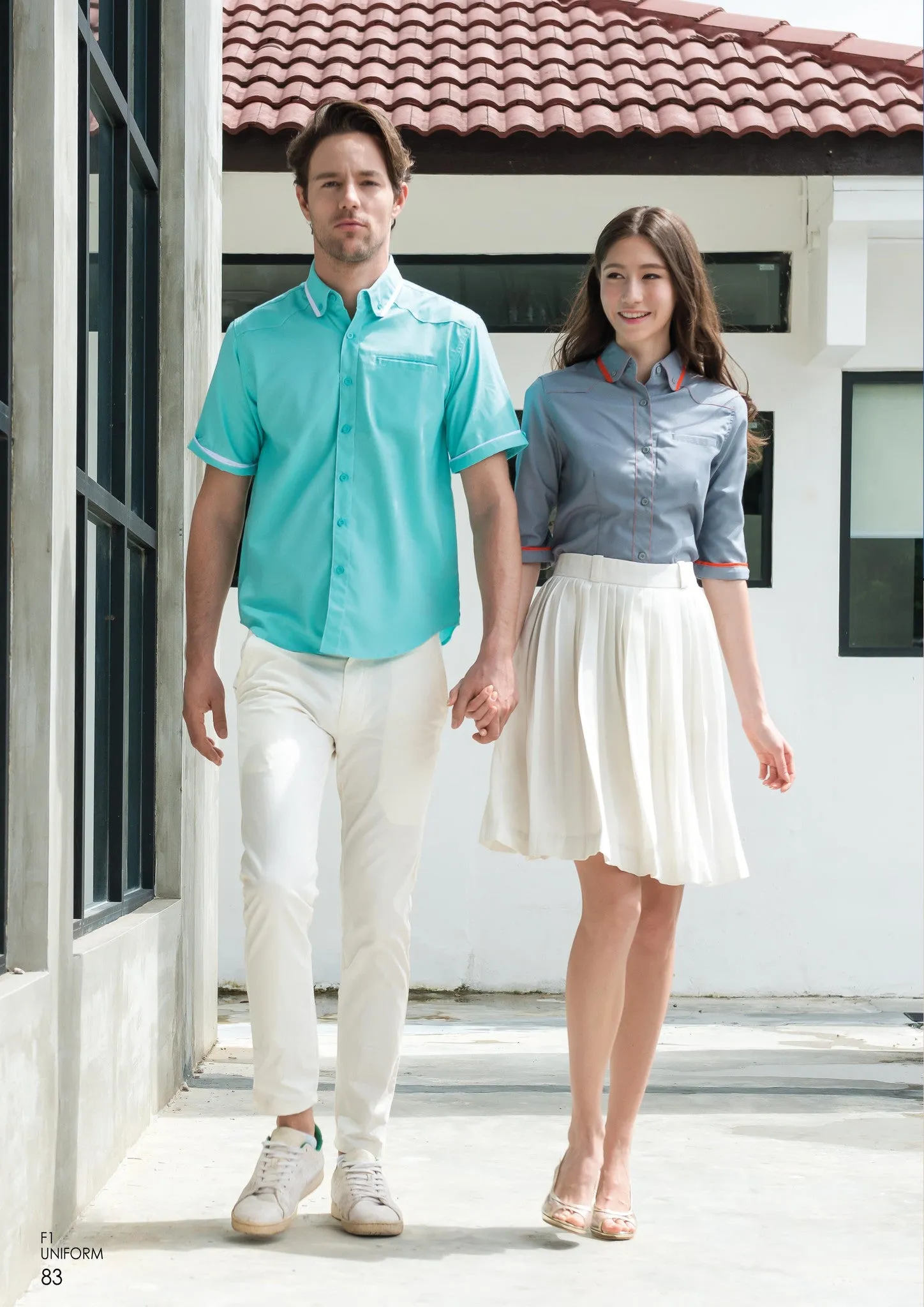 130 Unisex Short Sleeve Button Top -