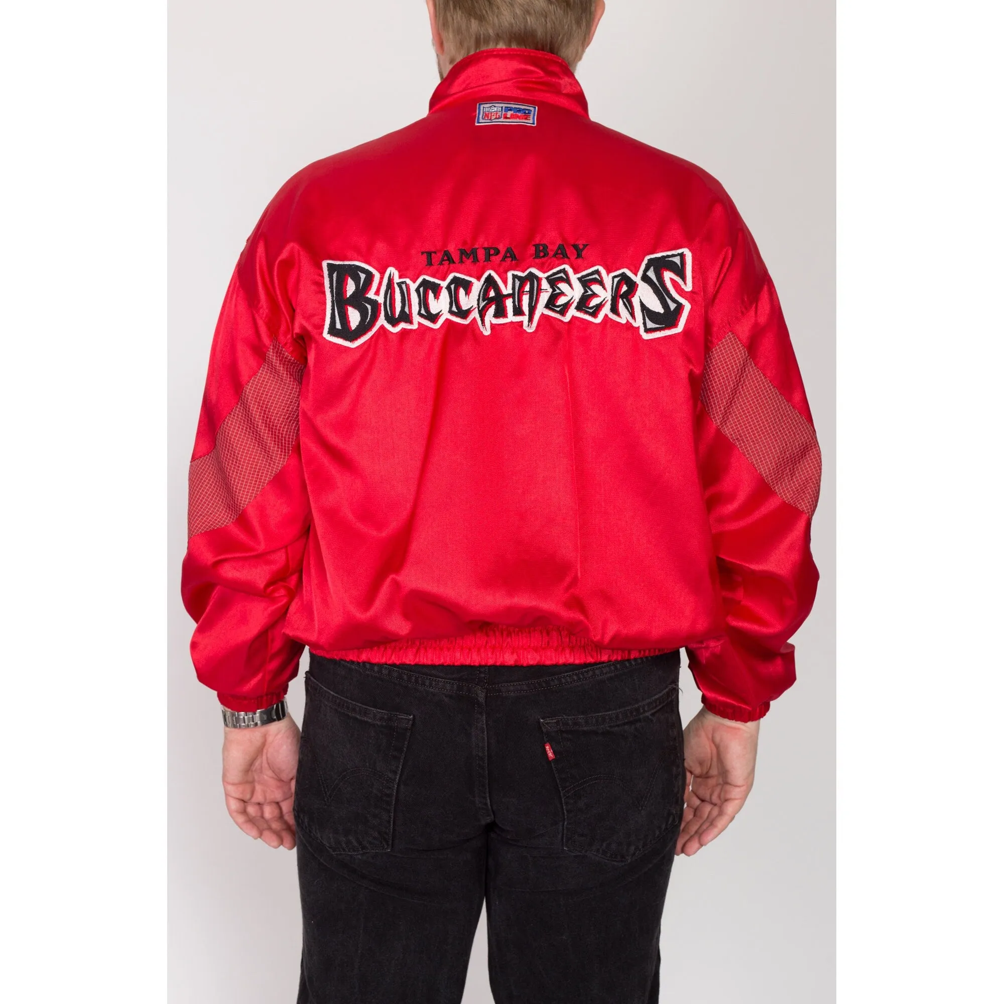 2X 90s Tampa Bay Buccaneers NFL Pro Line Red Satin Jacket