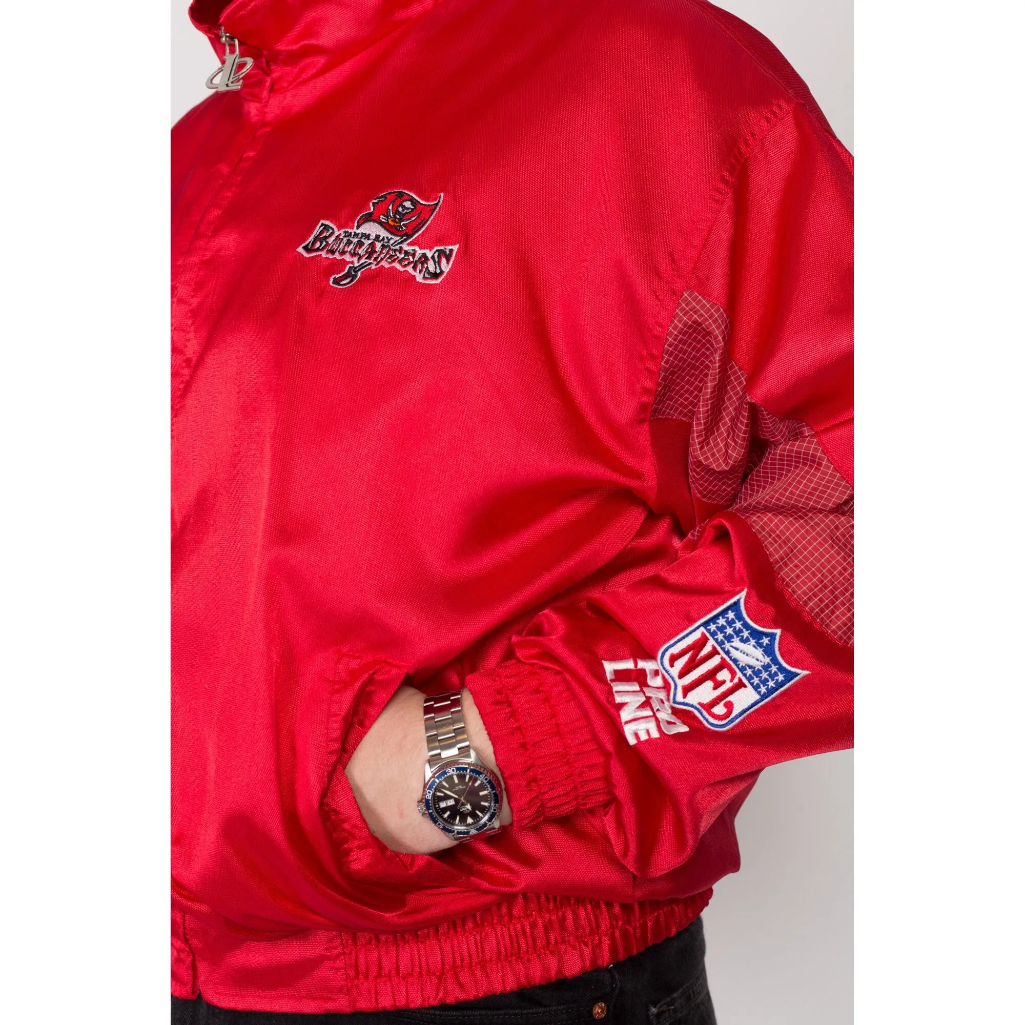 2X 90s Tampa Bay Buccaneers NFL Pro Line Red Satin Jacket