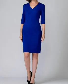 3/4 Sleeve Dress In Cobalt | Cobalt