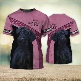 3D Dog T Shirts, Giant Schnauzer Love Never Walk Alone All Over Print T-Shirt, Gift For Pet Loves