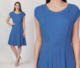 40s 50s Kerrybrooke Cornflower Blue Midi Dress - Medium