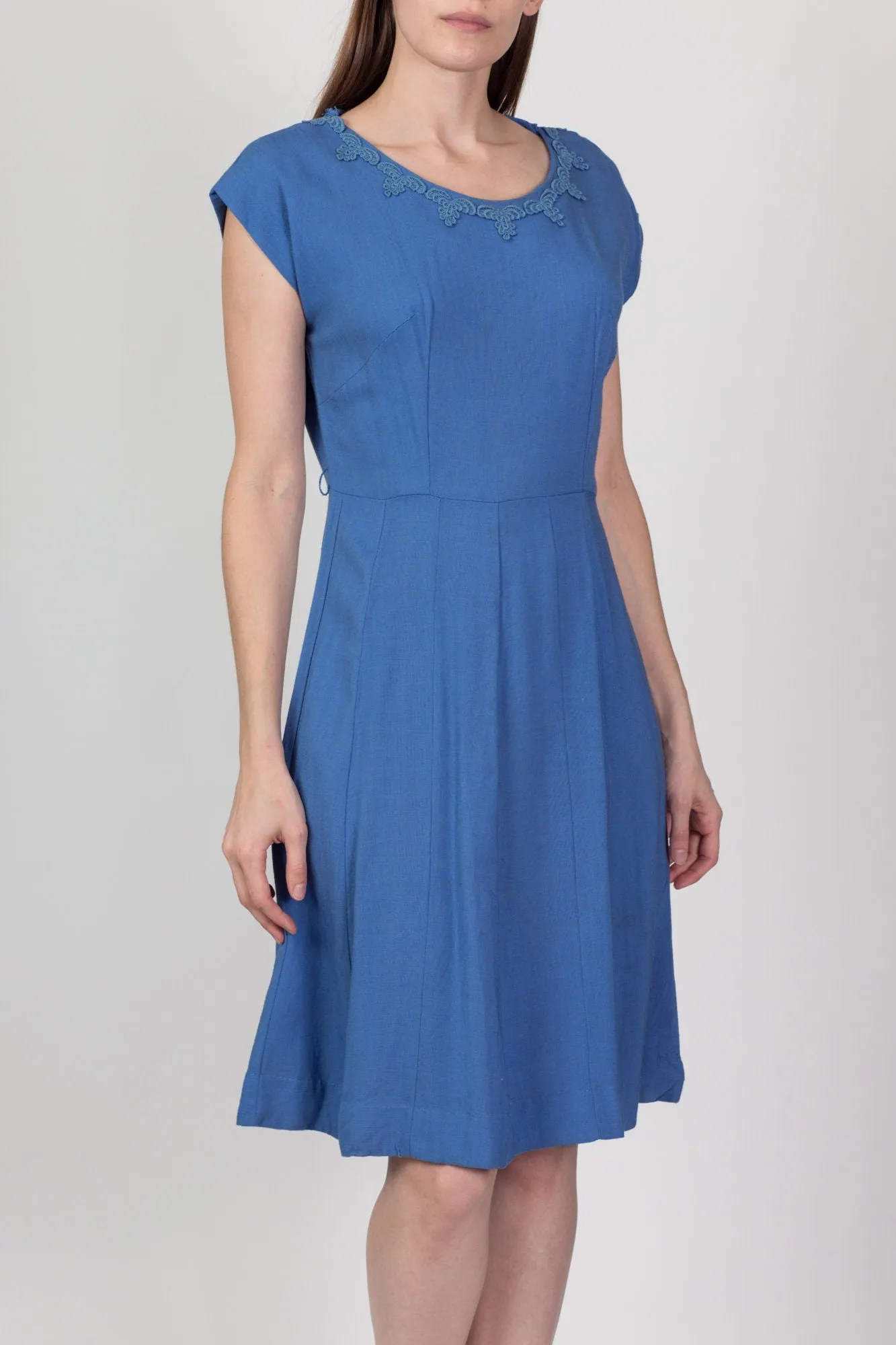 40s 50s Kerrybrooke Cornflower Blue Midi Dress - Medium