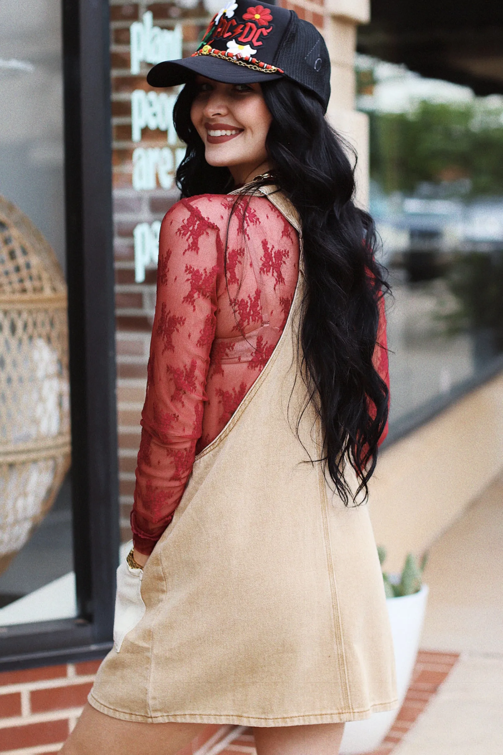 580 Lace Layering Top   Wine