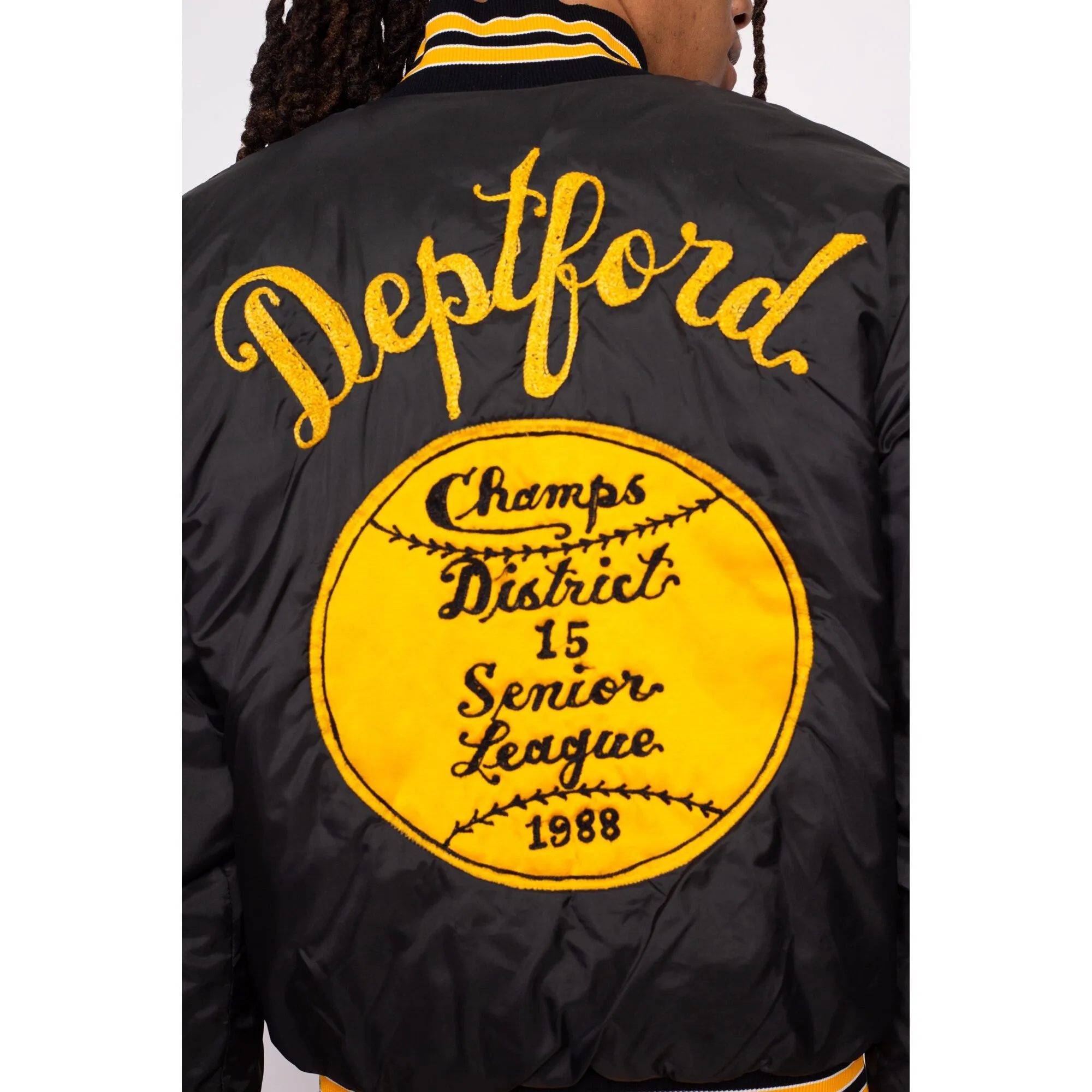80s Baseball League Chainstitch Varsity Jacket - Men's Small