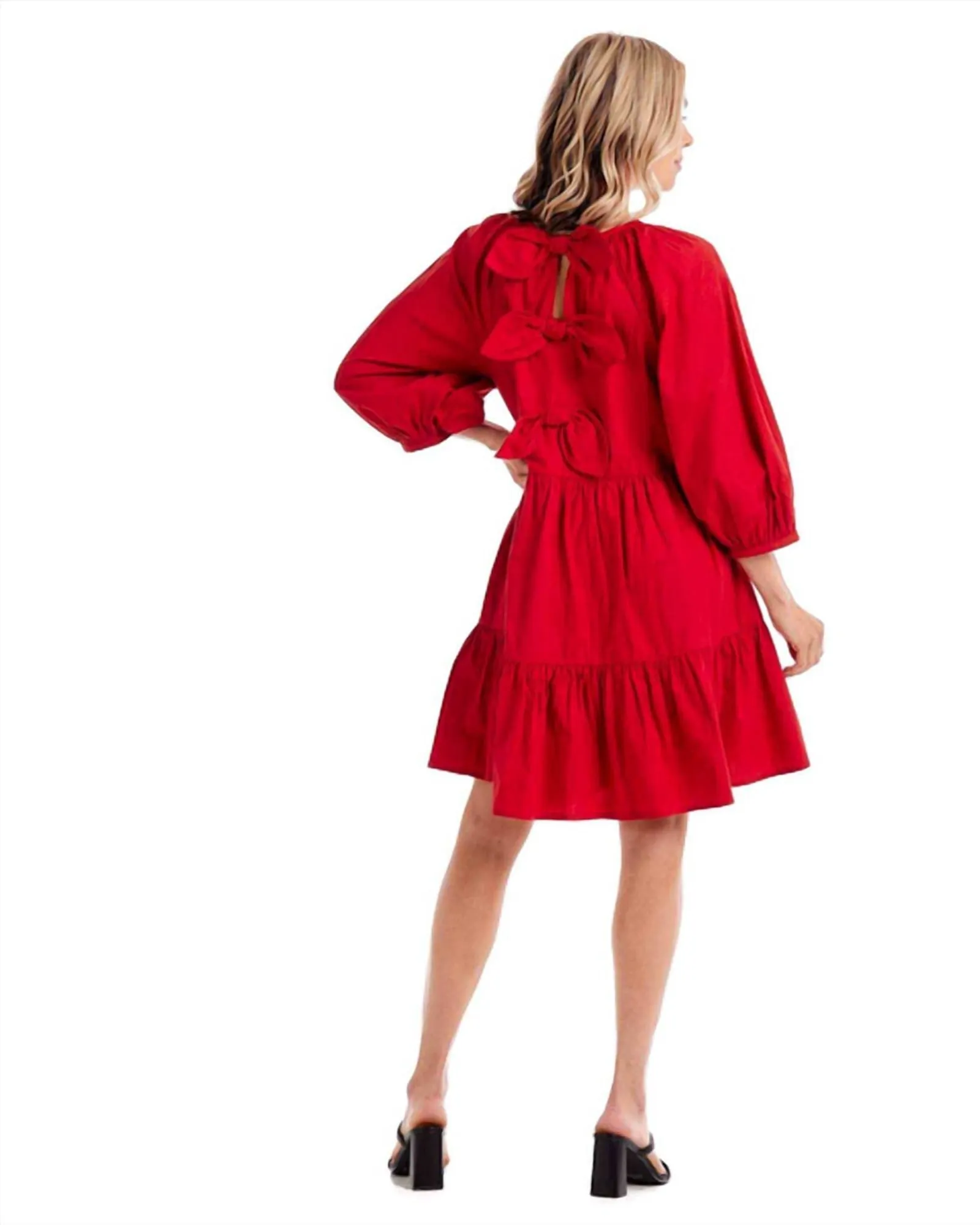 Adriana Bow Dress In Red | Red