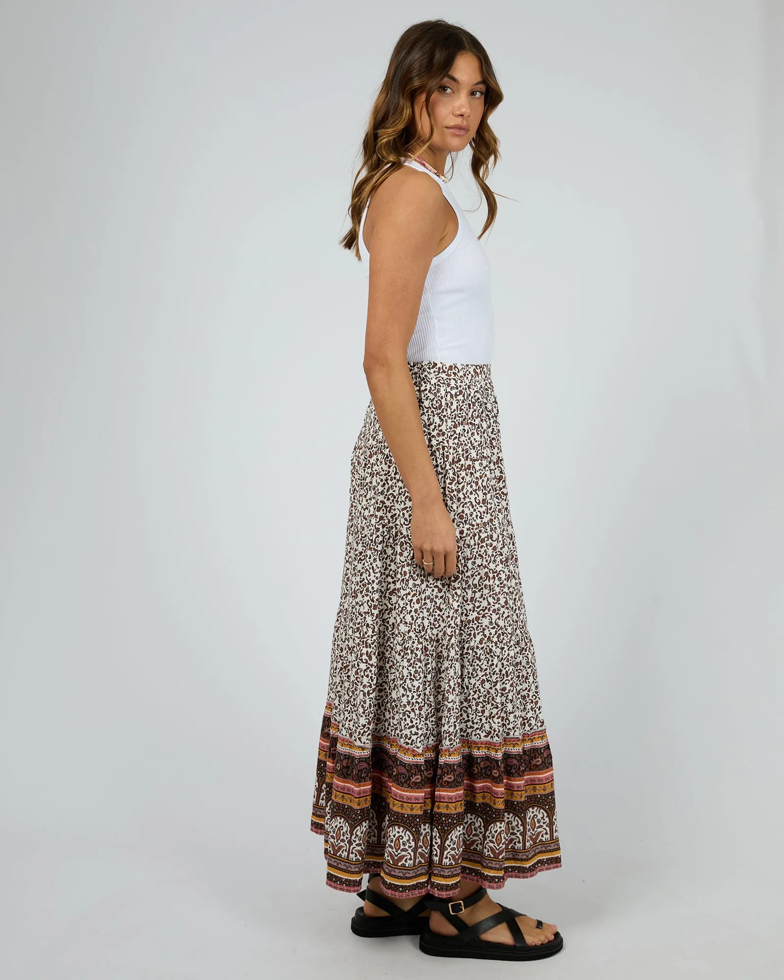 All About Eve Honey Floral Maxi Skirt Print