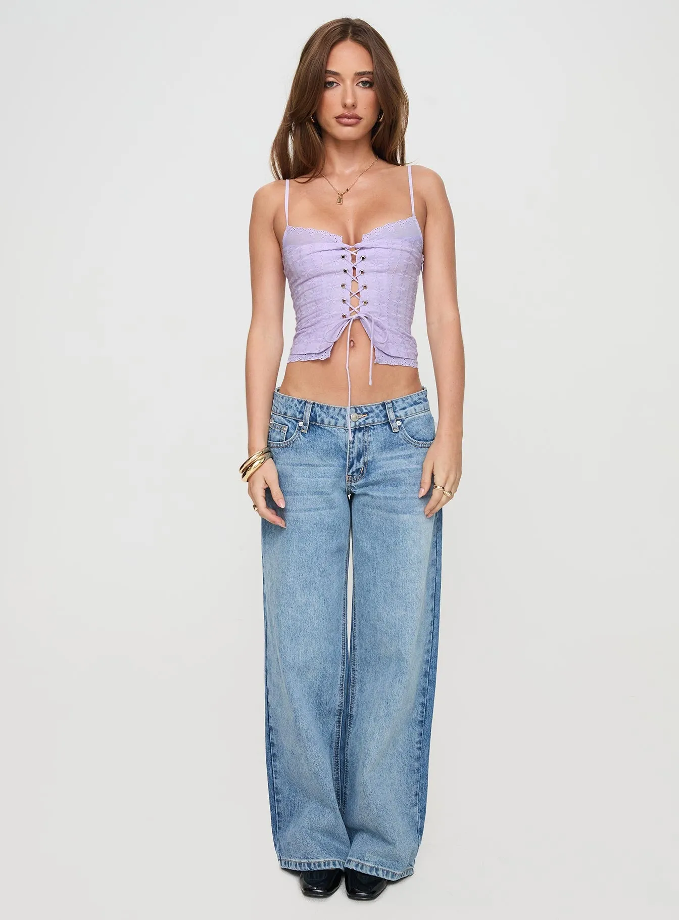 Amitri Lace Up Top Lilac