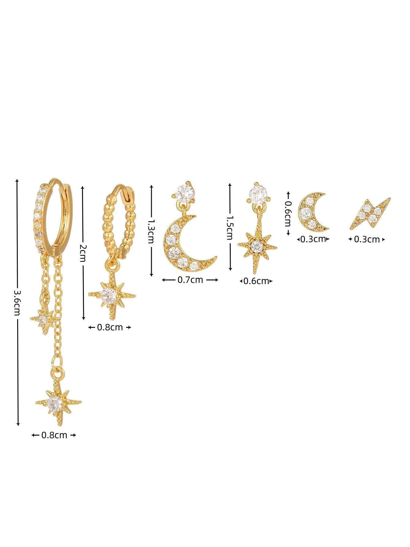 Amy Fashion - 1set Women's Golden Fashionable Single Earrings