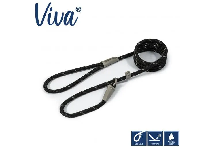 Ancol - Viva Nylon Reflective Rope Slip Lead - Red - 120cm x 12mm (Max50kg)
