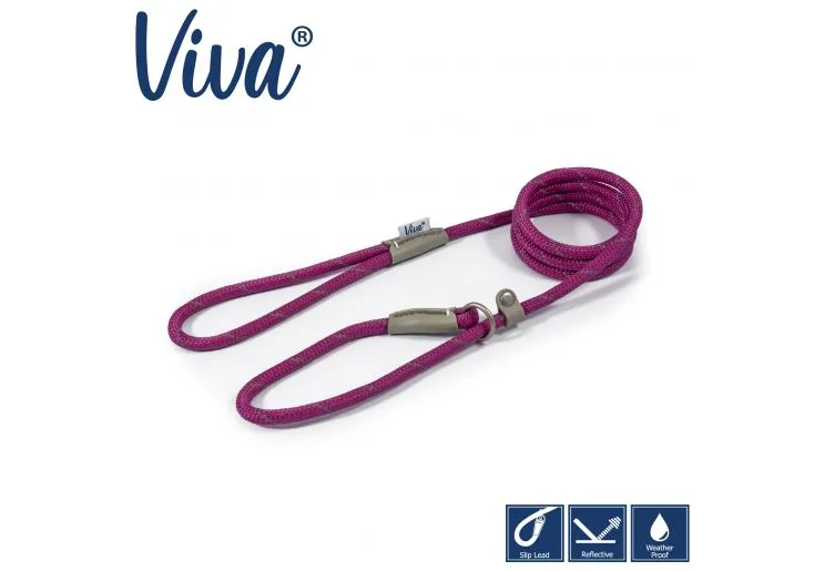 Ancol - Viva Nylon Reflective Rope Slip Lead - Red - 120cm x 12mm (Max50kg)