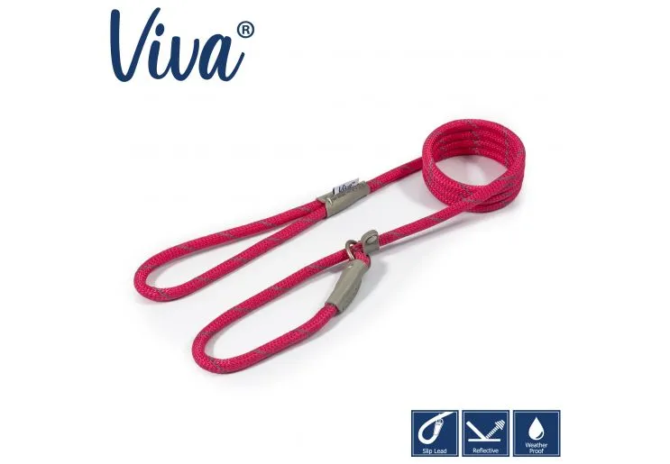 Ancol - Viva Nylon Reflective Rope Slip Lead - Red - 120cm x 12mm (Max50kg)