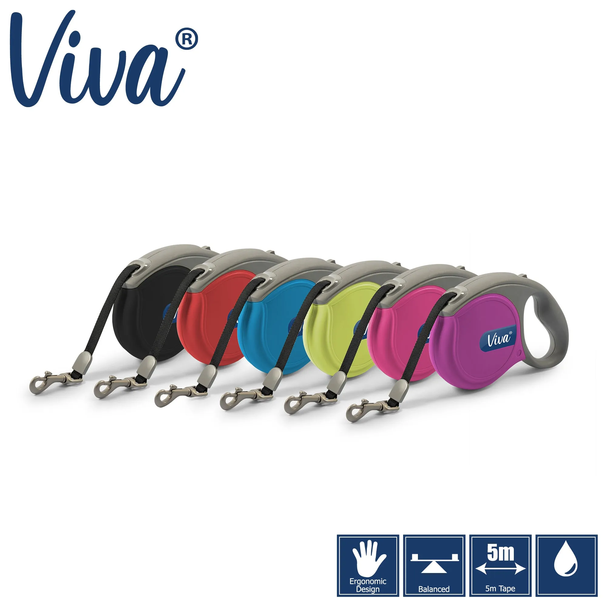 Ancol - Viva Retractable 5m Lead - Red - Medium
