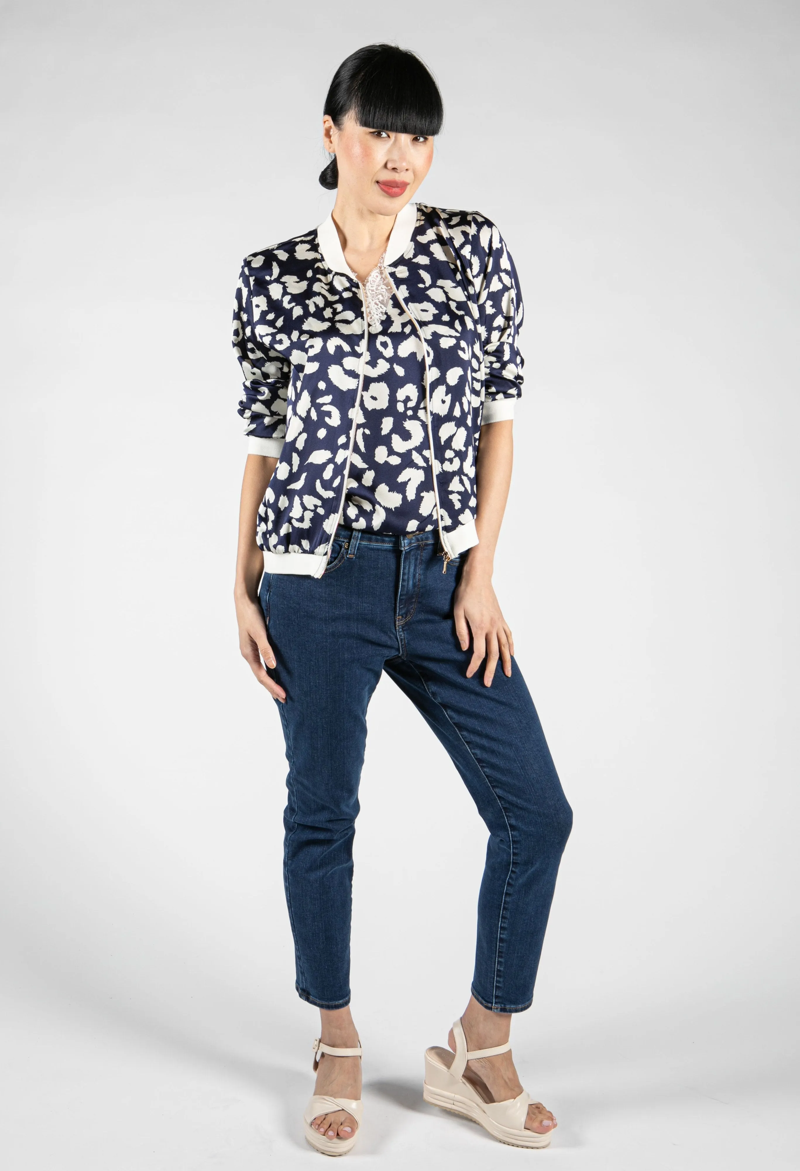 Animal Print Lace Trim Top