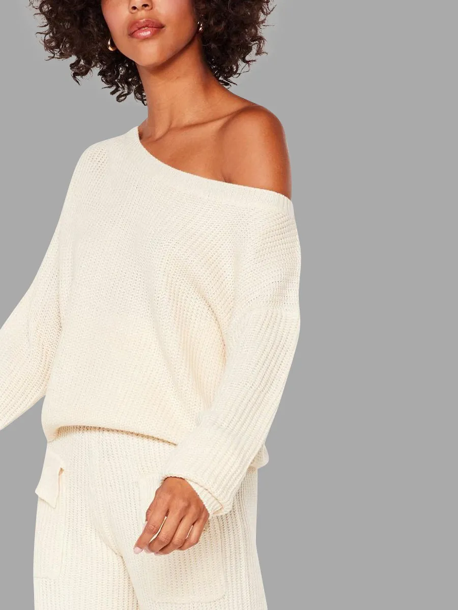 Autumn and Winter Casual Solid Color Knitted Suit