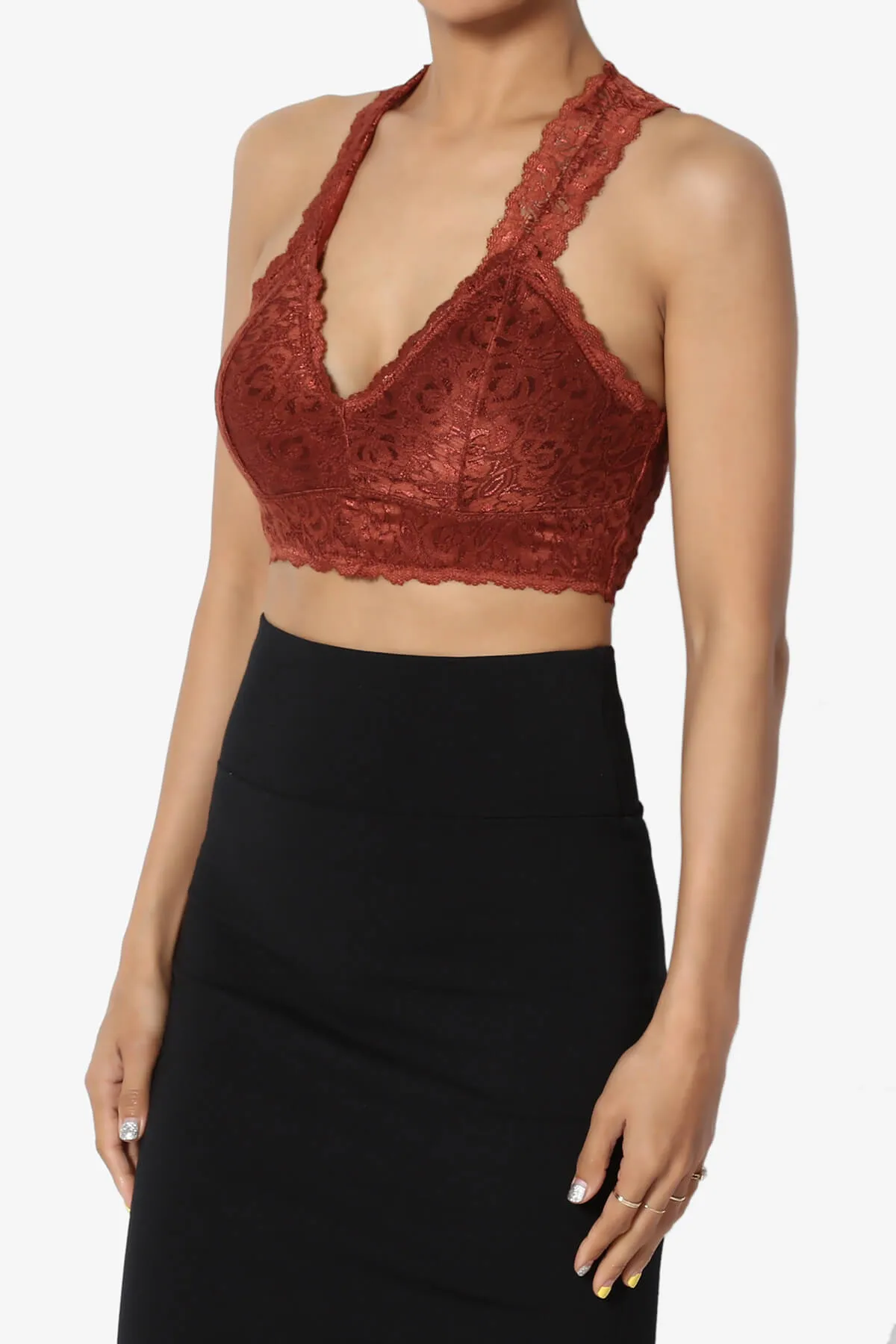 Baja Padded Lace Crop Tank Top PLUS
