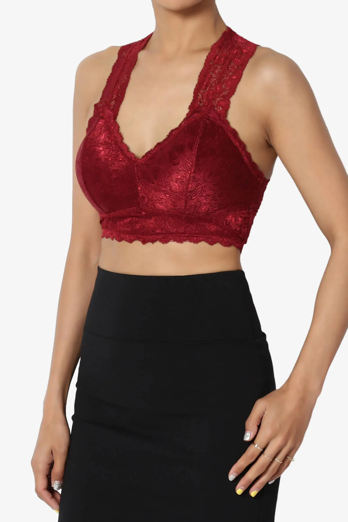 Baja Padded Lace Crop Tank Top PLUS