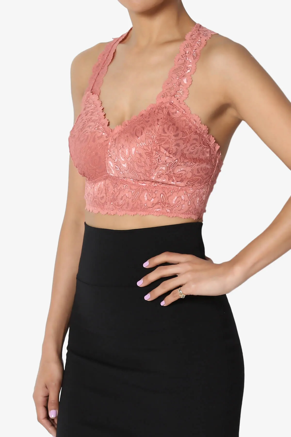 Baja Padded Lace Crop Tank Top PLUS