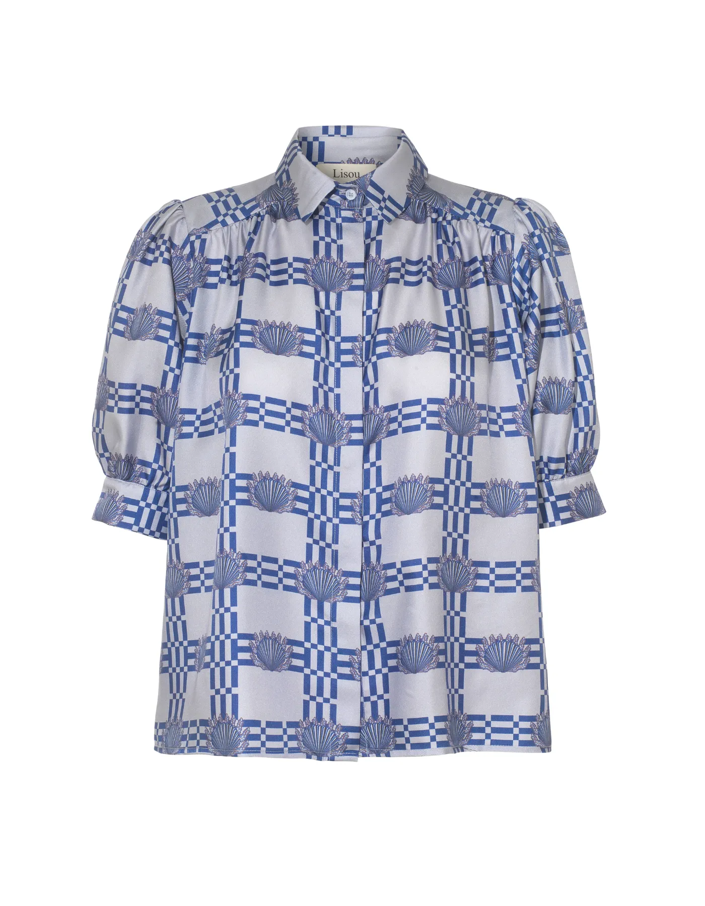 Betty Silk Twill Denim Blue Shell Print