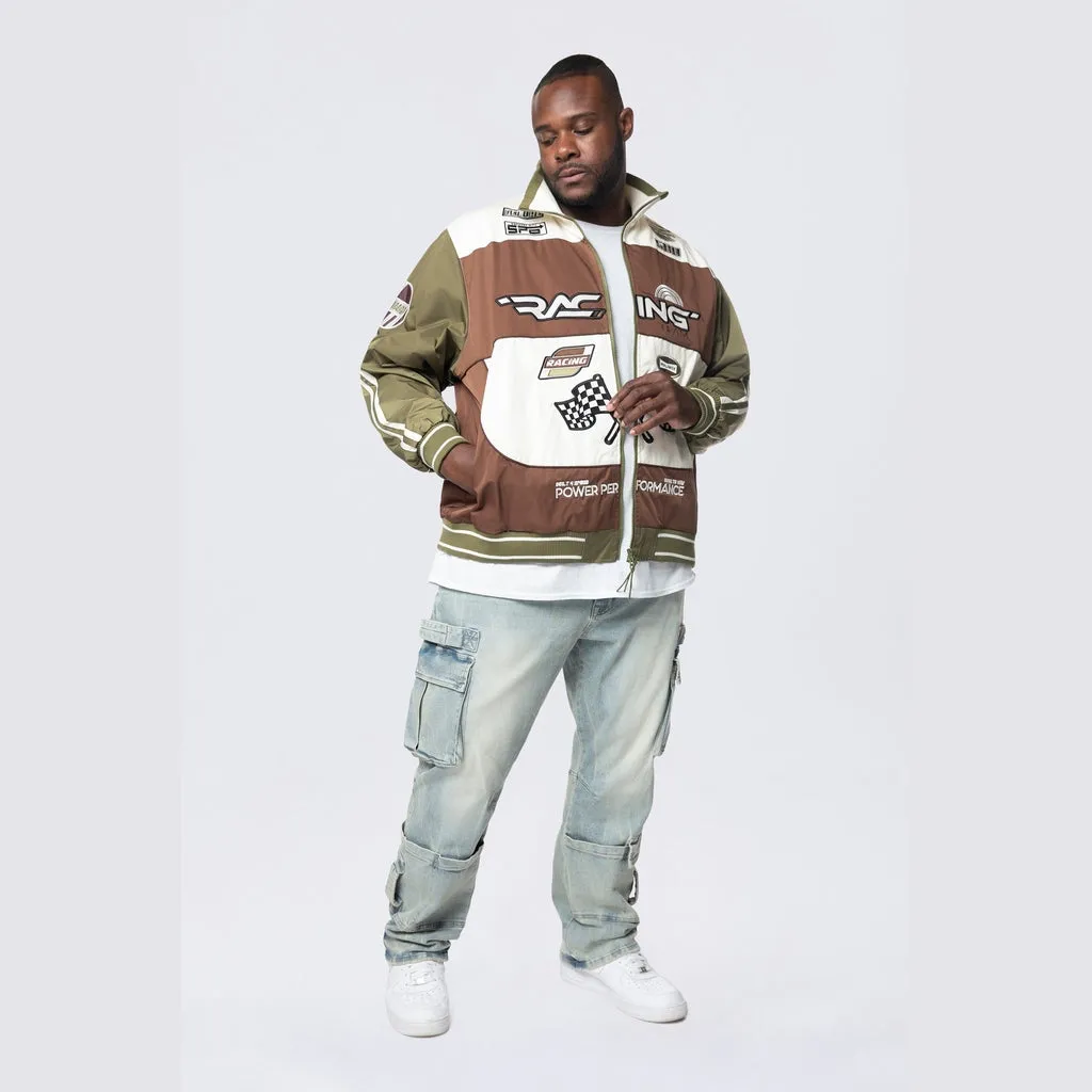 Big and Tall - Racing Windbreaker Jacket - Bison