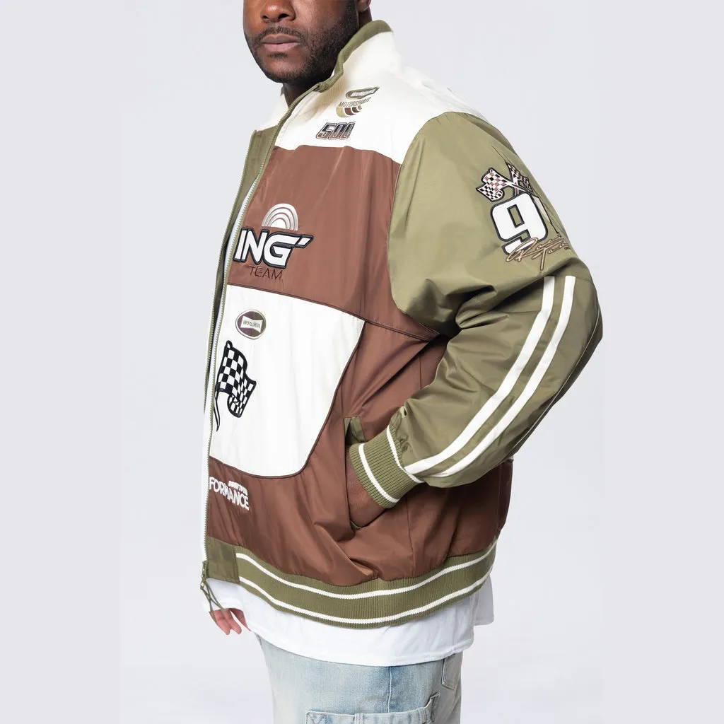 Big and Tall - Racing Windbreaker Jacket - Bison