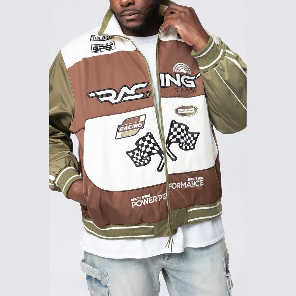 Big and Tall - Racing Windbreaker Jacket - Bison