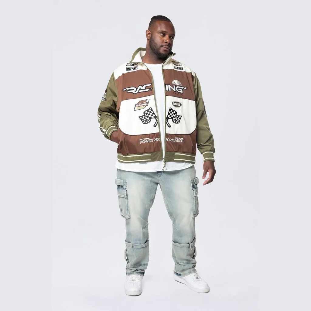 Big and Tall - Racing Windbreaker Jacket - Bison
