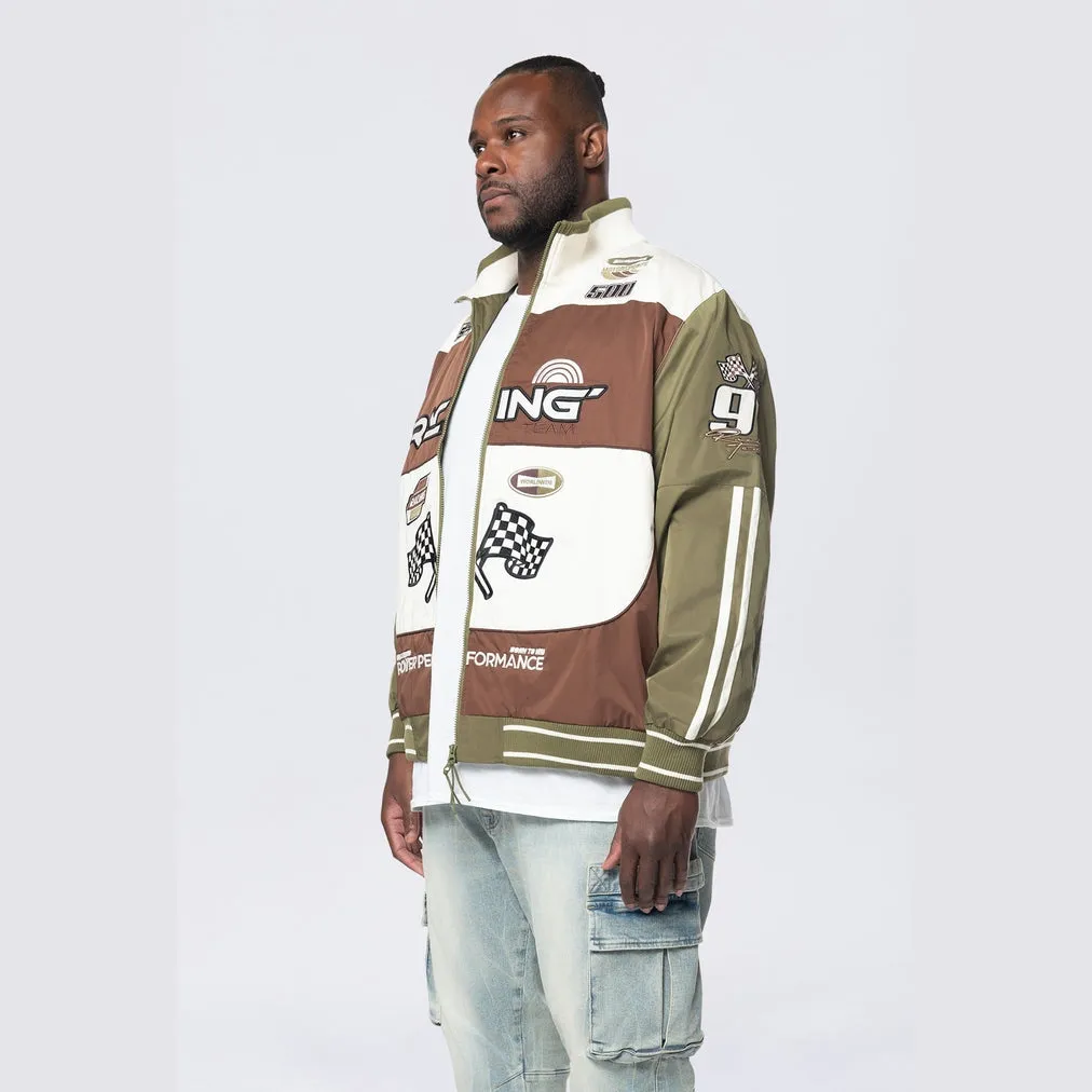 Big and Tall - Racing Windbreaker Jacket - Bison