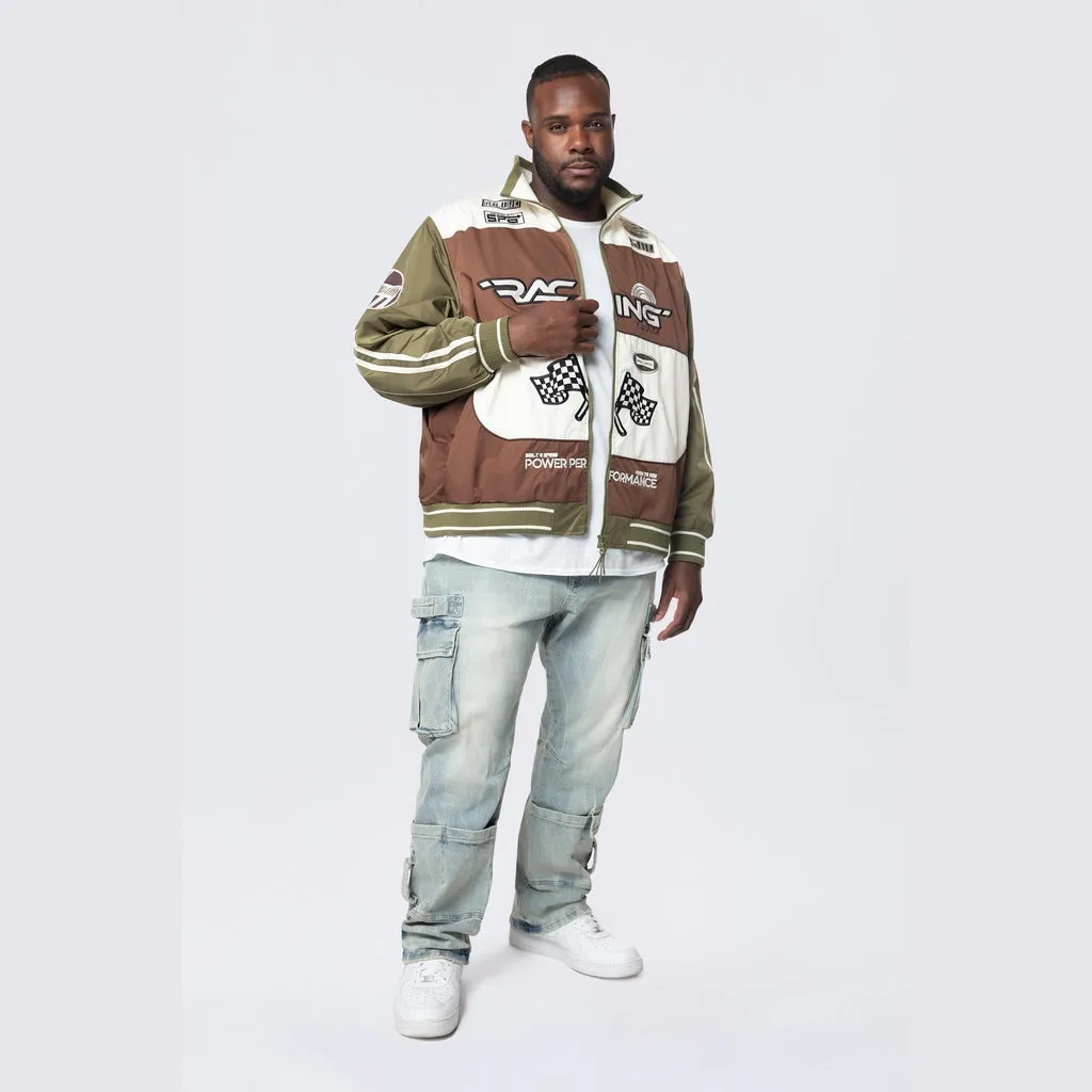 Big and Tall - Racing Windbreaker Jacket - Bison