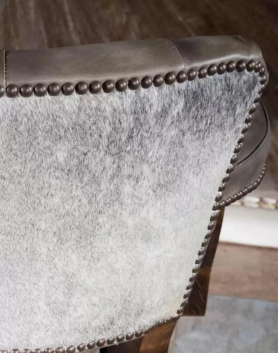 Bigsby Stone Western Leather Bar Chair w/ Swivel