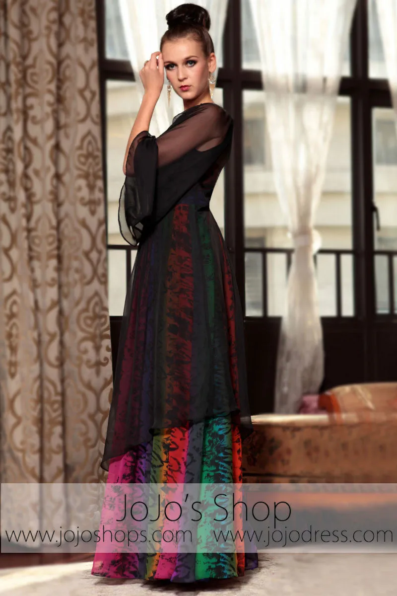 Black Multicolor One Shoulder Grecian Prom Evening Formal Dress DQ830861