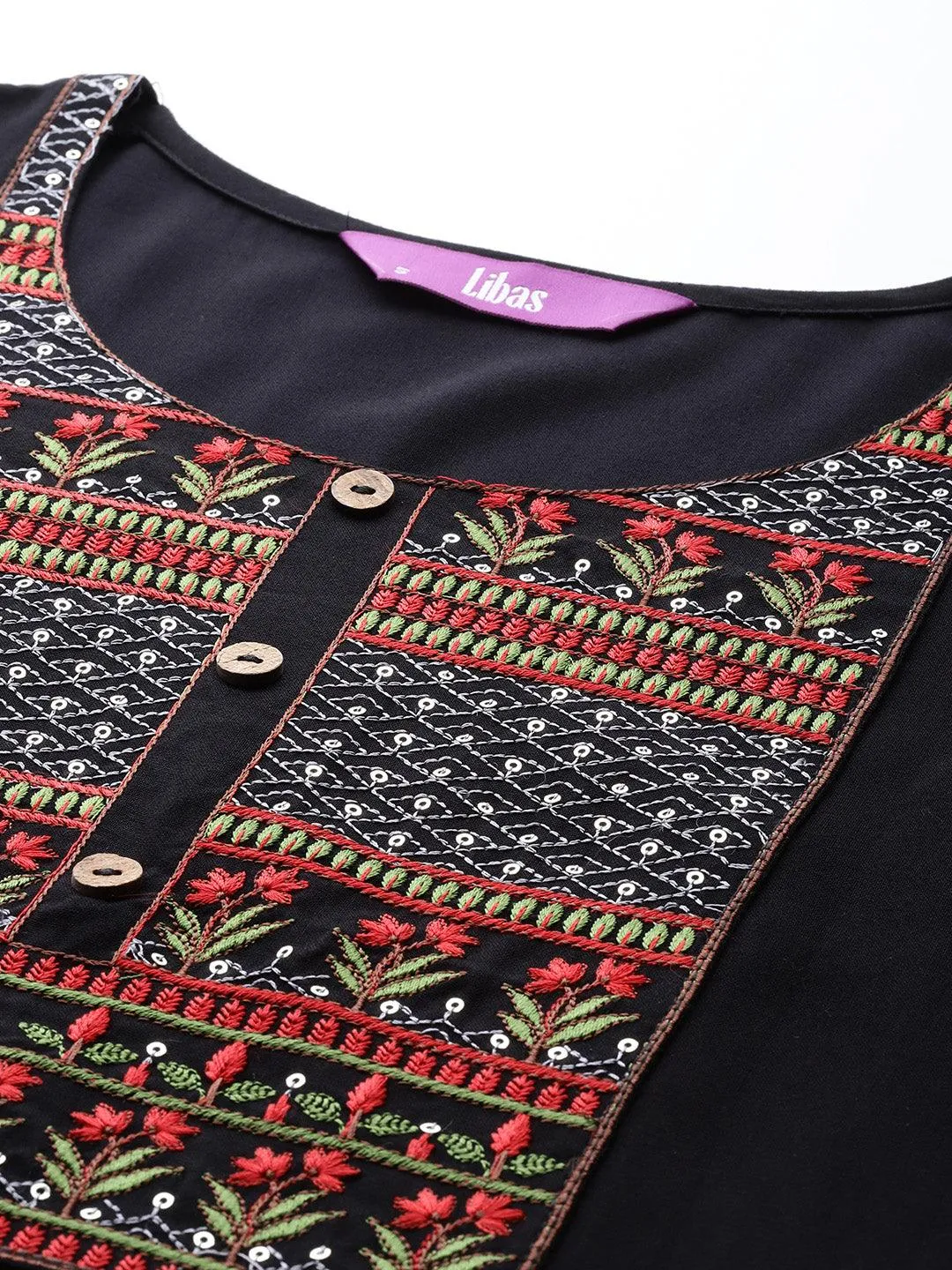 Black Yoke Design Rayon Straight Kurta