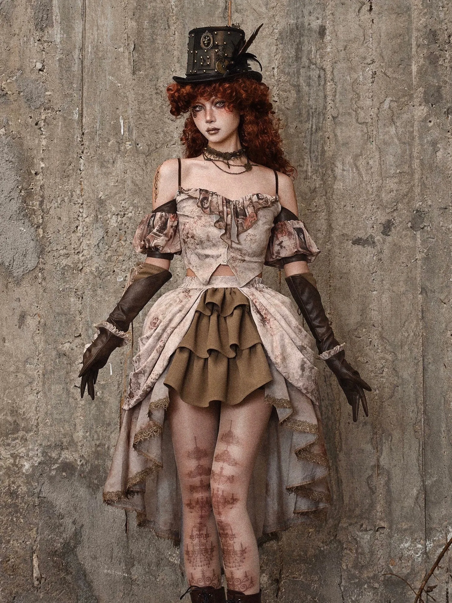 [Blood Supply] Dragon Era steampunk short Cake mini Skirt