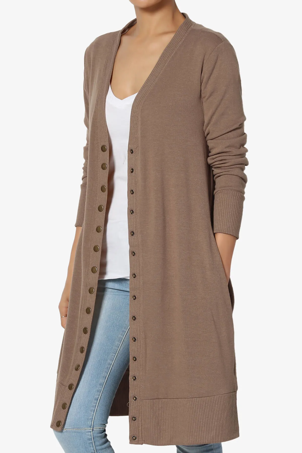 Braeden Snap Button Long Cardigan