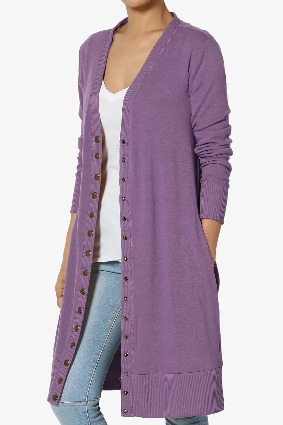 Braeden Snap Button Long Cardigan