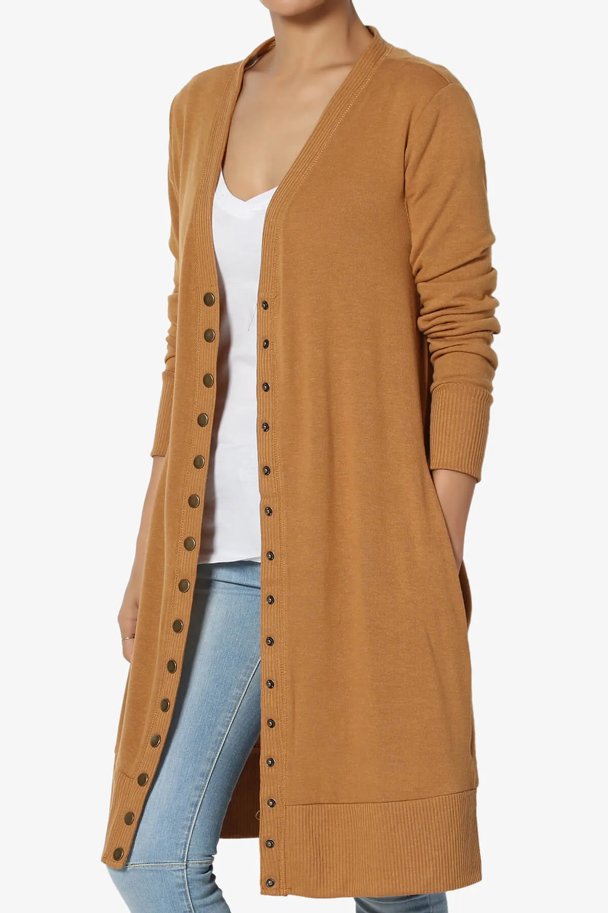 Braeden Snap Button Long Cardigan