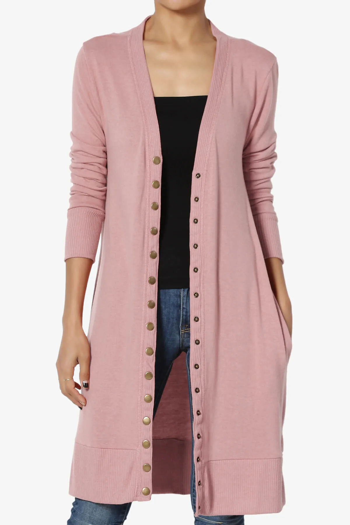 Braeden Snap Button Long Cardigan