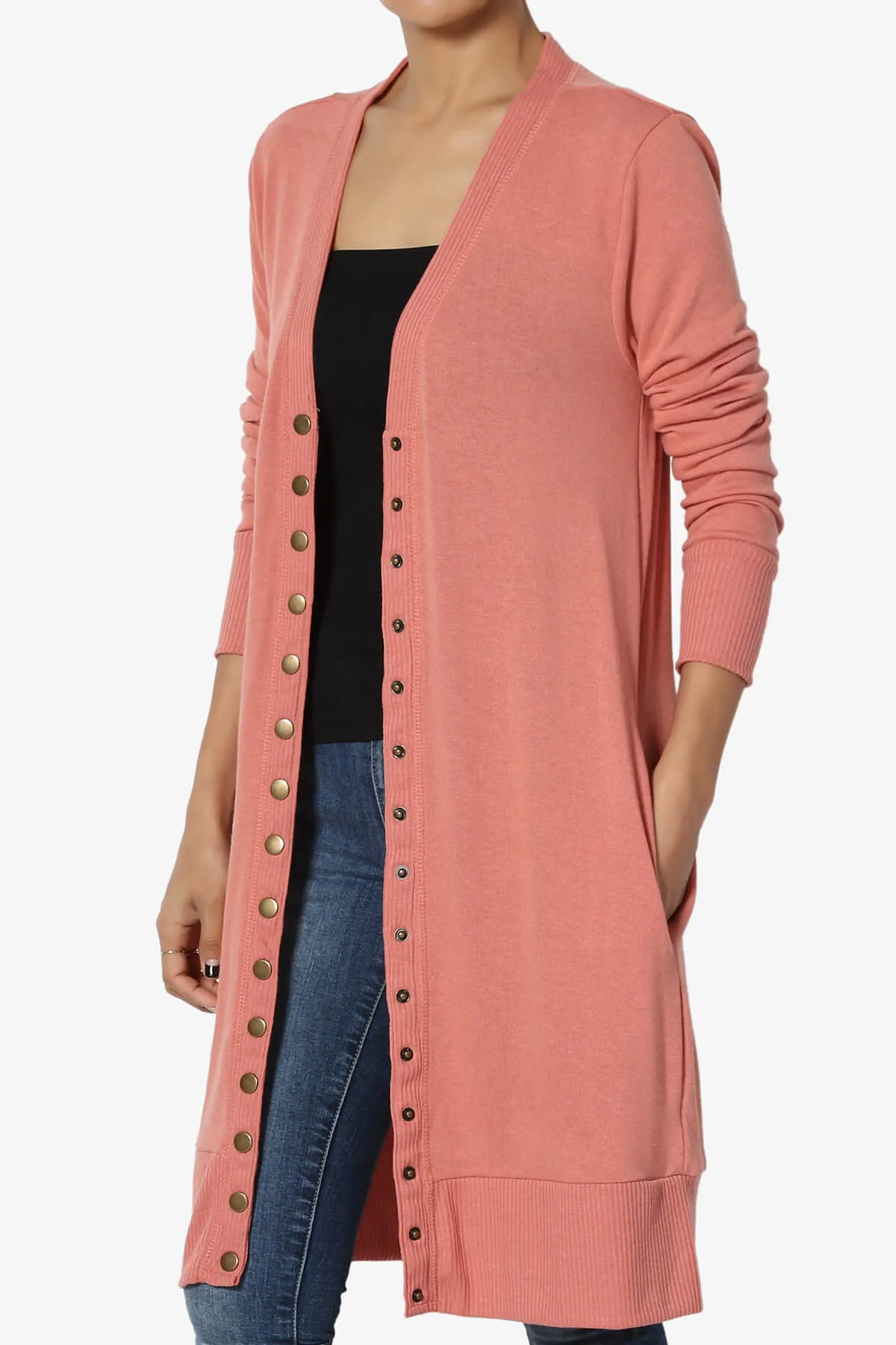 Braeden Snap Button Long Cardigan