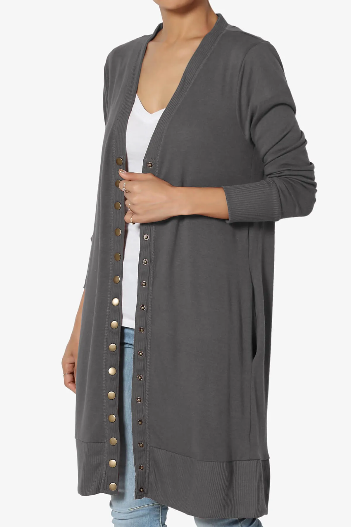 Braeden Snap Button Long Cardigan