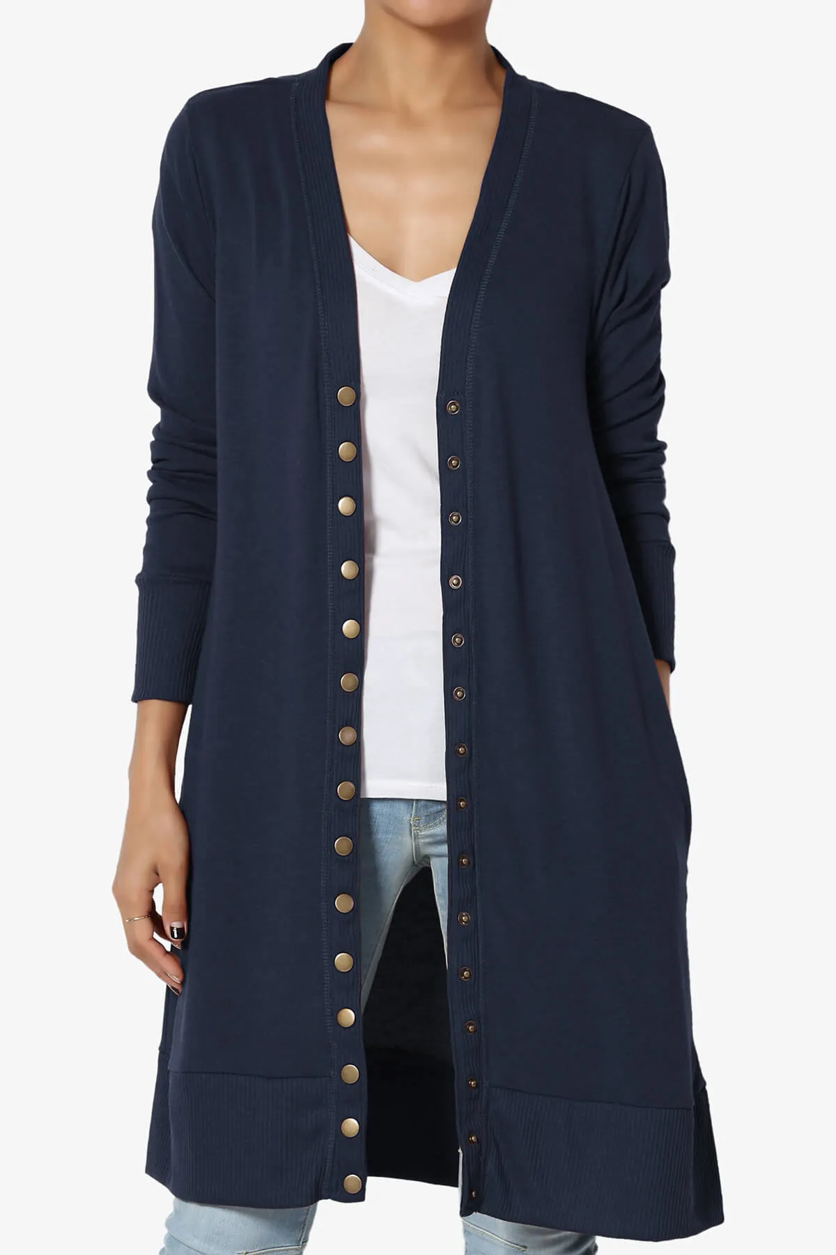 Braeden Snap Button Long Cardigan