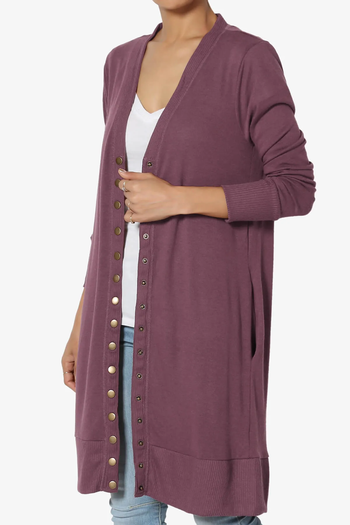 Braeden Snap Button Long Cardigan