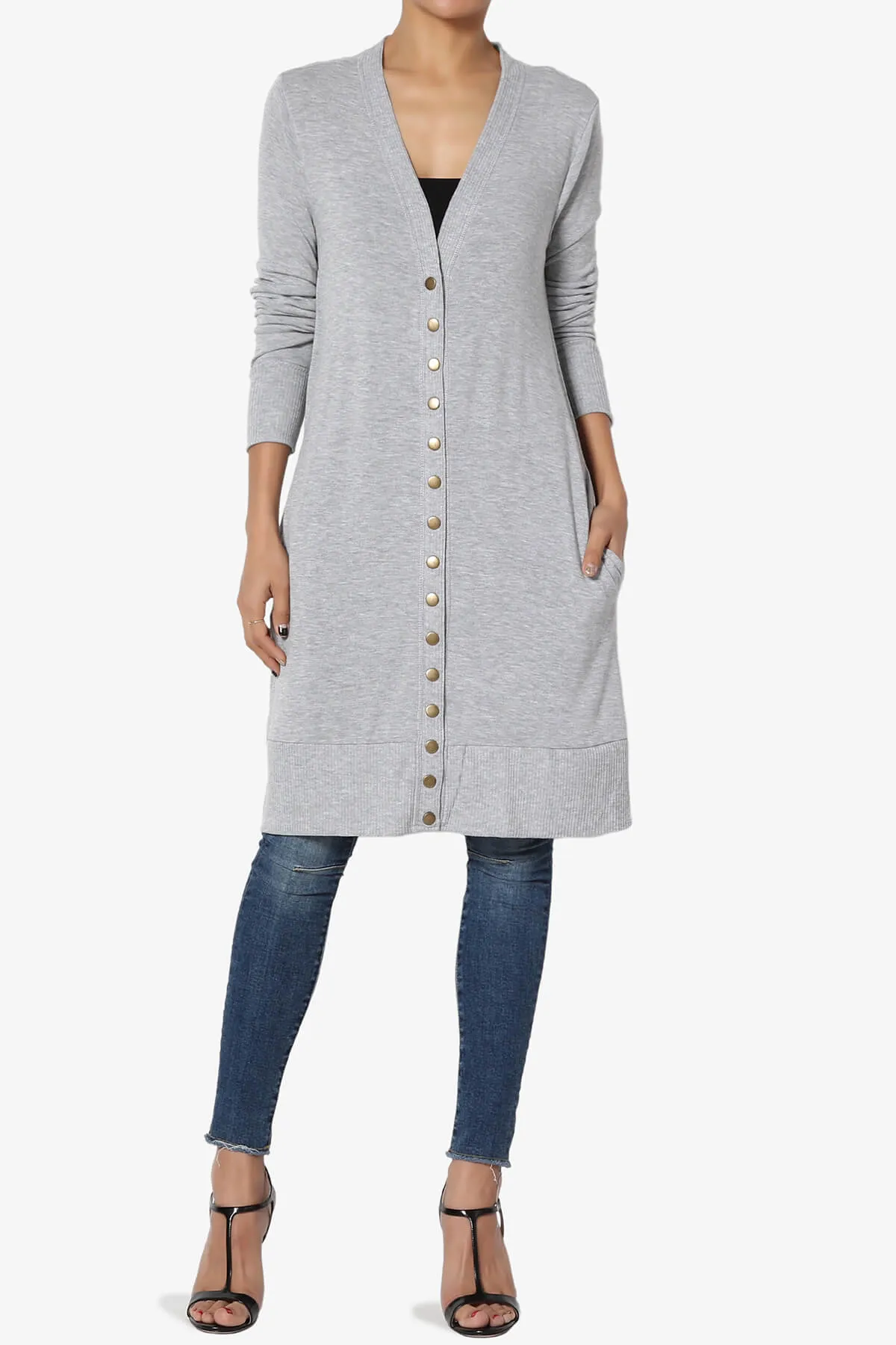 Braeden Snap Button Long Cardigan