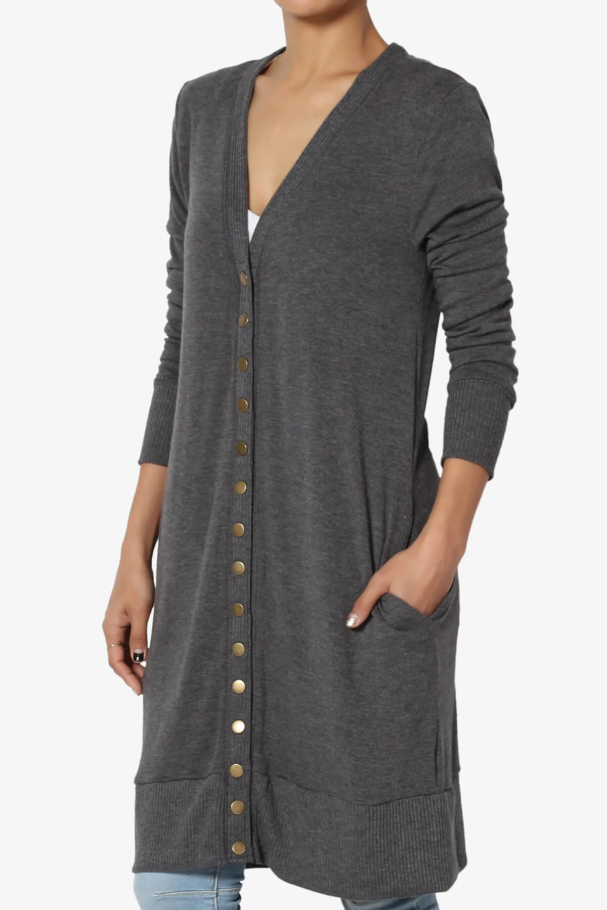 Braeden Snap Button Long Cardigan