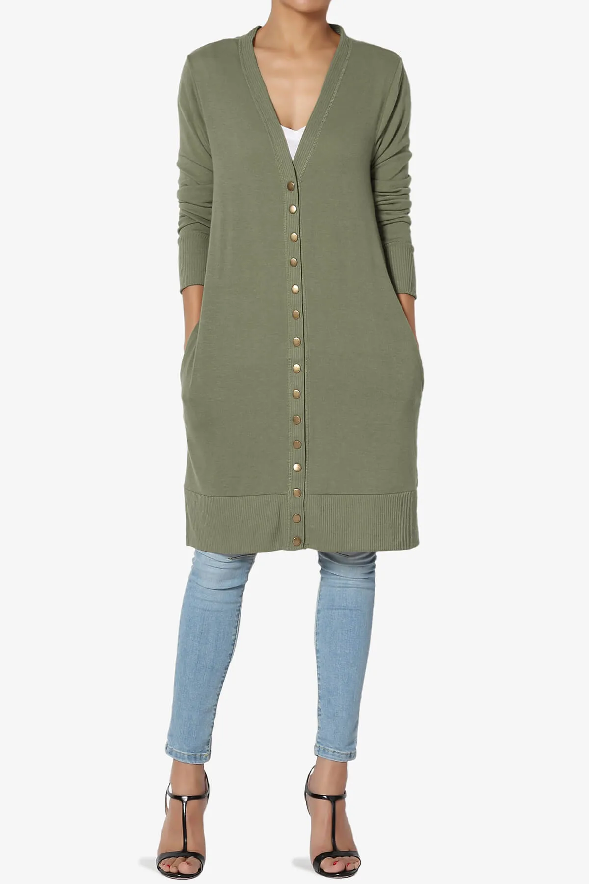 Braeden Snap Button Long Cardigan