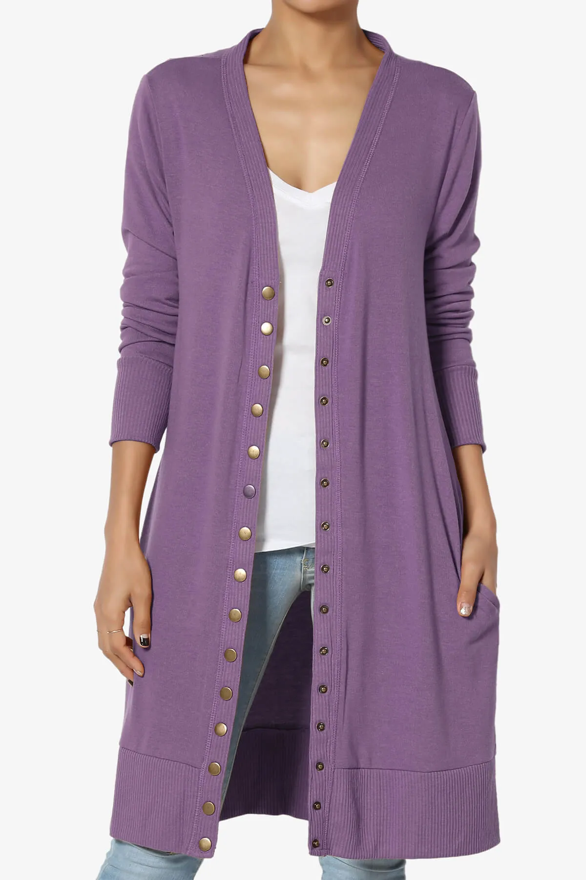 Braeden Snap Button Long Cardigan