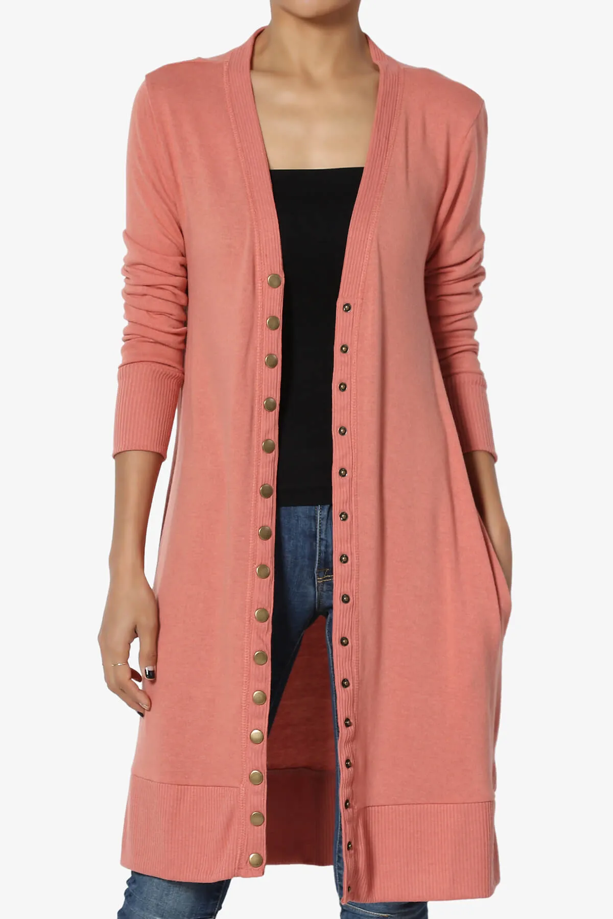 Braeden Snap Button Long Cardigan