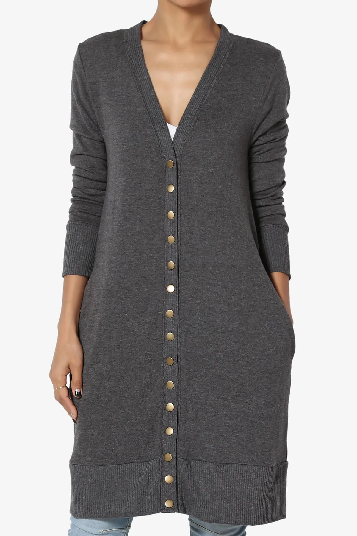 Braeden Snap Button Long Cardigan