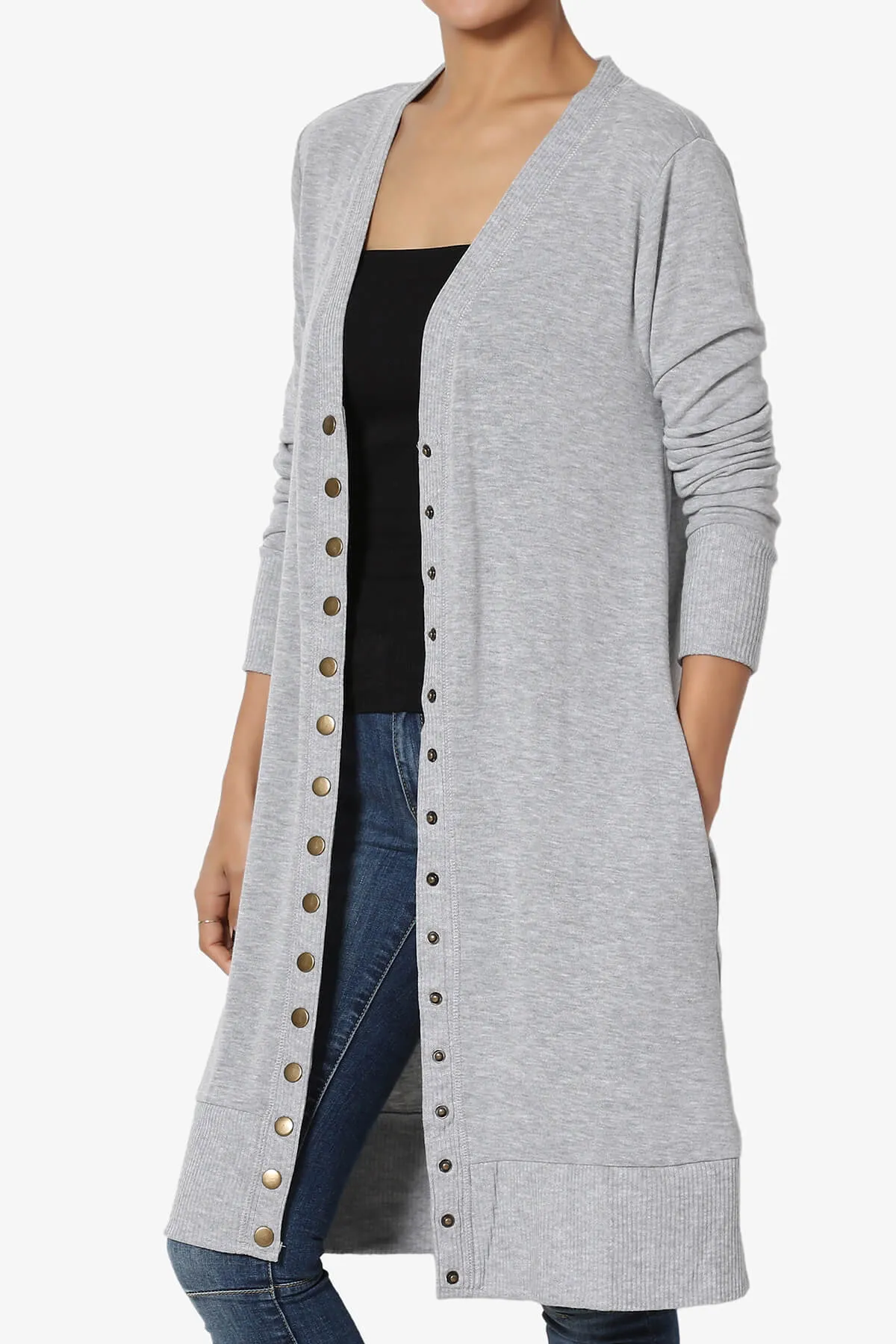 Braeden Snap Button Long Cardigan
