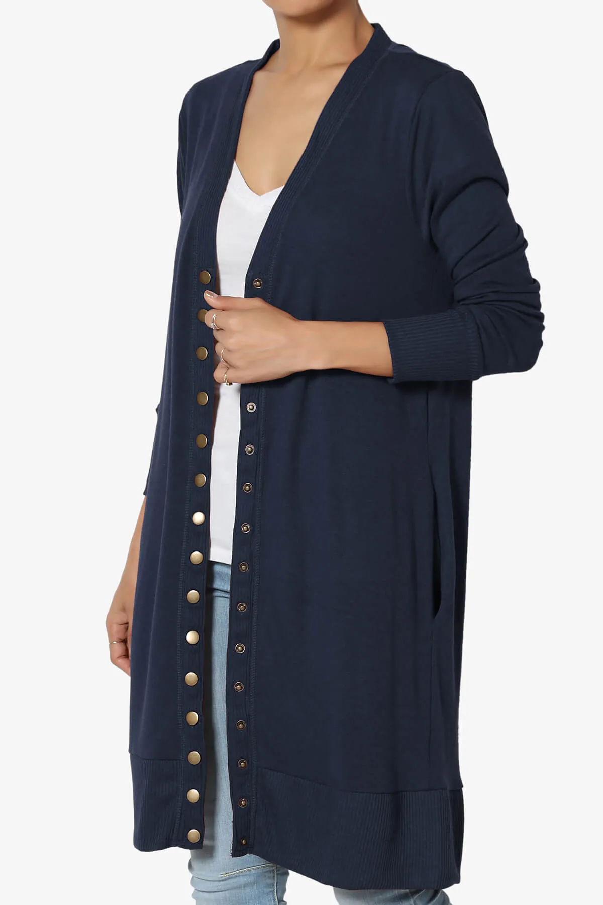 Braeden Snap Button Long Cardigan