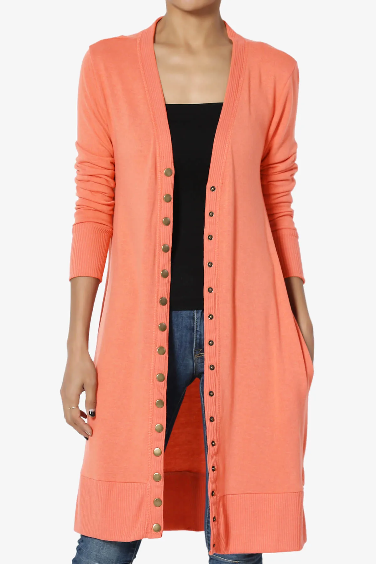Braeden Snap Button Long Cardigan